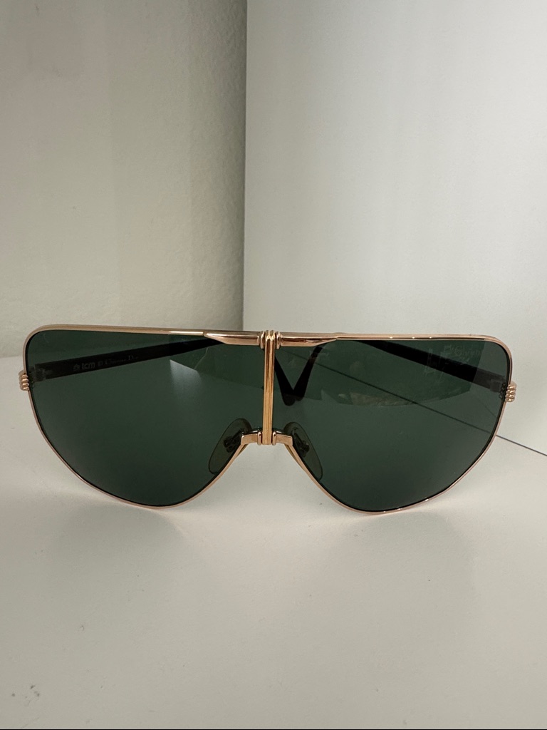 Christian Dior Shield Sunglasses Green Lens Gold Frame 2503 Vintage Style